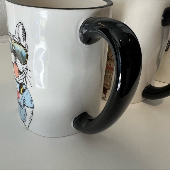 Hipster Animal Mugs Set of 3 Stoneware by Signature Housewares Cow Dog Llama EUC - Picture 8 of 10